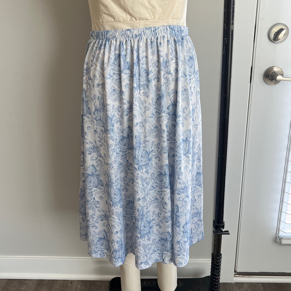 Elastic Waistband Floral Midi Skirt
